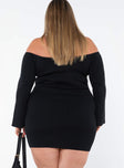 product Princess Polly High Neck  Parisa Long Sleeve Mini Dress Black Curve