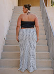 Front view of model wearing  front Mercer Linen Blend Maxi Skirt Black / White Curve Princess Polly  Maxi 