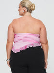 back view of model wearing Princess Polly Travessa Asymmetric Tube Top Pink Curve Sleeveless straight 