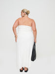 back view of model wearing Princess Polly Birdie Asymmetric Linen Blend Top White Curve Sleeveless straight 