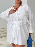 product Princess Polly Boat Neck  Bilari Textured Fabric Shirt Dress White Curve