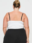 back view of model wearing Princess Polly Maidenwell Contrast Top White Curve Sleeveless Square Neck 