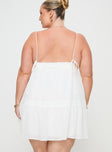 back view of model wearing Princess Polly Dionne Mini Dress White Curve Plunger 