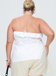 back view of model wearing Princess Polly Kiji Strapless Top White Curve Sleeveless straight 