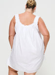 back view of model wearing Princess Polly Swing Mini Dress White Curve Square Neck 