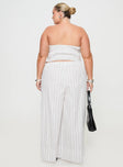 back view of model wearing Princess Polly Boarder Pants White Stripe Curve High Waisted Pants 