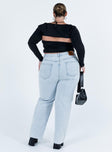 product Princess Polly High Waisted  Queenstown Straight Leg Jeans Light Wash Denim Curve