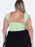 product Princess Polly Sleeveless Square Neck  Cornell Satin Corset Top Green Curve