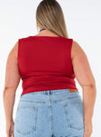 product Princess Polly Sleeveless Square Neck  Back In Time Top Red Curve