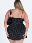 Front view of model wearing  front Princess Polly Square Neck  Jaye Mini Dress Black / Pink Curve