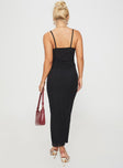 back view of model wearing Princess Polly Apolline Maxi Dress Black Square Neck 