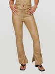 front view of model wearing Princess Polly Stagecoach Lace Up Pants Brown 