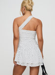 Escapades One Shoulder Mini Dress White / Black Polka