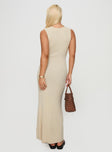 back view of model wearing Princess Polly Osment Knit Maxi Dress Cream Crew Neck 