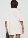 back view of model wearing Princess Polly Kewpie Angel Vs Devil Oversized Tee White Half Sleeves Crew Neck 