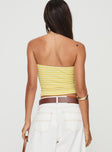 back view of model wearing Princess Polly Millert Tube Top Yellow Sleeveless straight 