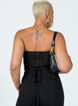 back view of model wearing Princess Polly Hawker Top Black 