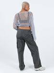 Front view of model wearing  front Princess Polly High Waisted Pants  Fernando Parachute Pants Slate