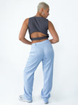 back view of model wearing Princess Polly Titius Pants Blue Check 