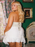 back view of model wearing Princess Polly Proposal Corset Top Cream Curve Sleeveless straight 