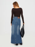 product Brandee Tie Front Denim Maxi Skirt Mid Blue Princess Polly  Maxi 