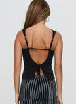 back view of model wearing Princess Polly Arkangel Backless Top Black Sleeveless High Neck 