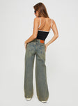 back view of model wearing Princess Polly Tap In Mid Rise Jeans Tea Wash Mid Rise 