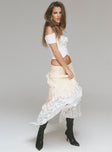 Front view of model wearing  front Astryd Lace Maxi Skirt Cream Princess Polly  Midi Skirts 