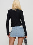 back view of model wearing Princess Polly Pacific Coast Denim Cargo Skirt Light Wash Mini Skirts 