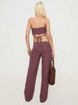 back view of model wearing Princess Polly Televize Pants Brown / Pink High Waisted Pants 