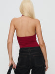 back view of model wearing Princess Polly Imposter Bodysuit Cherry Red Sleeveless 