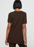 Niah Ribbed Top Chocolate