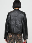 Revival Faux Leather Bomber Jacket Black