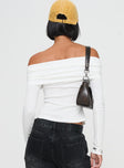 back view of model wearing Princess Polly Victorea Long Sleeve Top White Full Sleeves straight 