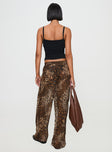 back view of model wearing Princess Polly Fyre Wide Leg Pant Leopard High Waisted Pants 