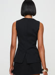 back view of model wearing Princess Polly Islington Top Black Sleeveless Crew Neck 