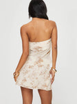 back view of model wearing Princess Polly Big Dreams Floral Mini Skirt Cream Mini Skirts 