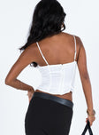 Front view of model wearing  front Princess Polly Sleeveless Square Neck  Forella Bustier Top Ivory