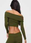 product Princess Polly Full Sleeves High Neck  Tagula Off The Shoulder Top Green