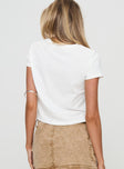 back view of model wearing Princess Polly East Coast Nyc Tee White Short Sleeves Crew Neck 