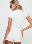 back view of model wearing Princess Polly Sardine Tee White Short Sleeves Crew Neck 