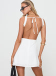 back view of model wearing Princess Polly Swoon Mini Dress White Boat Neck 