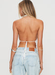 back view of model wearing Princess Polly Interlude Top White Sleeveless Cowl 