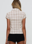 Cottesloe Blouse Top Brown Check