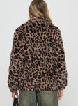 Caine Faux Fur Jacket Leopard