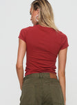 back view of model wearing Princess Polly You Do You Tee Red Sleeveless Crew Neck 