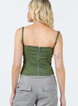 product Princess Polly Sleeveless Square Neck  Paisley Tattoo Corset Top Khaki