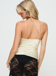 back view of model wearing Princess Polly Mariah Cami Top Cornsilk Sleeveless Scoop Neck 