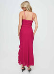 back view of model wearing Princess Polly Thalassa Maxi Dress Red Plunger 