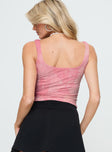 back view of model wearing Princess Polly Olava Top Pink Sleeveless Square Neck 